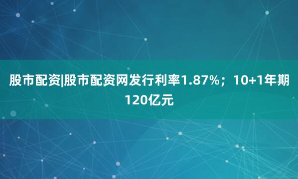 股市配资|股市配资网发行利率1.87%；10+1年期120亿元